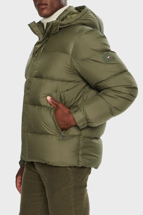 Tommy Hilfiger Kuş Tüyü Dolgulu Regular Fit Çıkarılabilir Kapüşonlu Erkek Mont MW0MW36569 RBN KOYU HAKİ - 1