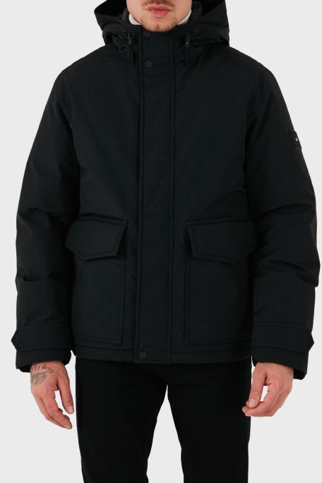 Tommy Hilfiger Kuş Tüyü Dolgulu Regular Fit Kapüşonlu Erkek Mont MW0MW3659 BDS SİYAH - 1