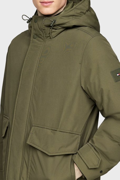 Tommy Hilfiger Kuş Tüyü Dolgulu Regular Fit Kapüşonlu Erkek Mont MW0MW36596 RBN KOYU HAKİ - 4