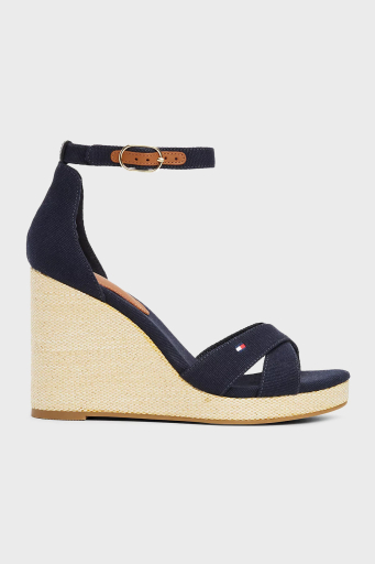 Tommy Hilfiger Logolu % 100 Pamuk Dolgu Topuklu Bayan Sandalet FW0FW08661 DW6 LACİVERT - 1