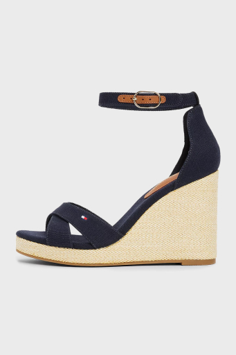 Tommy Hilfiger Logolu % 100 Pamuk Dolgu Topuklu Bayan Sandalet FW0FW08661 DW6 LACİVERT - 3