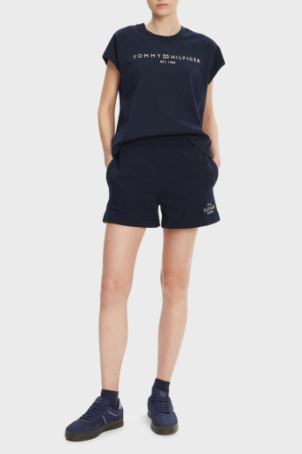 Tommy Hilfiger Logolu % 100 Pamuk Relaxed Fit Yuvarlak Yaka Bayan T Shirt WW0WW46113 C1G LACİVERT - 2