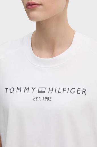 Tommy Hilfiger Logolu % 100 Pamuk Relaxed Fit Yuvarlak Yaka Bayan T Shirt WW0WW46113 YCF BEYAZ - 3