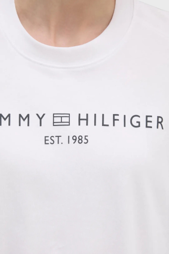 Tommy Hilfiger Logolu % 100 Pamuk Relaxed Fit Yuvarlak Yaka Bayan T Shirt WW0WW46113 YCF BEYAZ - 4