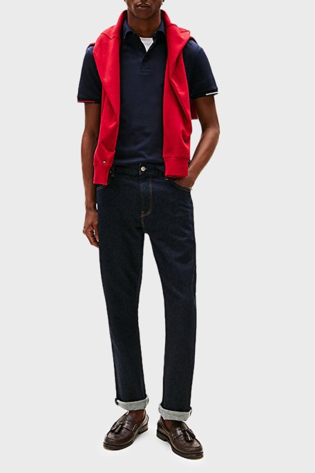 Tommy Hilfiger Logolu % 100 Pamuk Slim Fit Düğmeli Erkek Polo Yaka T Shirt MW0MW39348 DW5 LACİVERT - 2