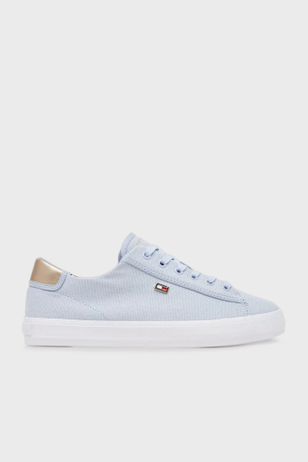 Tommy Hilfiger Logolu % 100 Pamuk Sneaker Bayan Ayakkabı FW0FW08647 C1O AÇIK MAVİ - 1