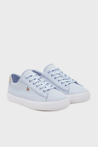 Tommy Hilfiger Logolu % 100 Pamuk Sneaker Bayan Ayakkabı FW0FW08647 C1O AÇIK MAVİ - 2