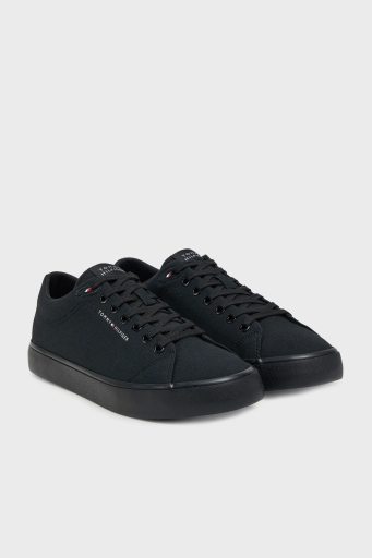 Tommy Hilfiger Logolu % 100 Pamuk Sneaker Erkek Ayakkabı FM0FM05396 BDS SİYAH - 2