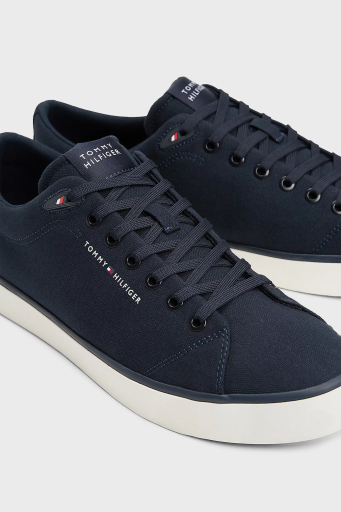Tommy Hilfiger Logolu % 100 Pamuk Sneaker Erkek Ayakkabı FM0FM05396 DW5 LACİVERT - 5