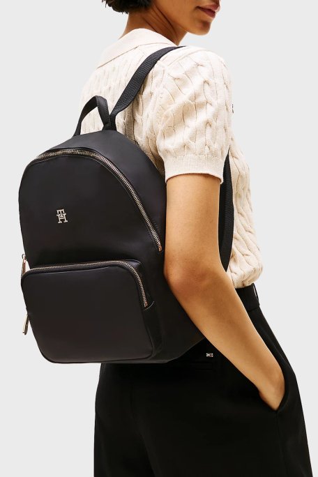 Tommy Hilfiger Logolu Ayarlanabilir Çift Askılı Bayan Sırt Çantası AW0AW15641 BDS SİYAH - 7