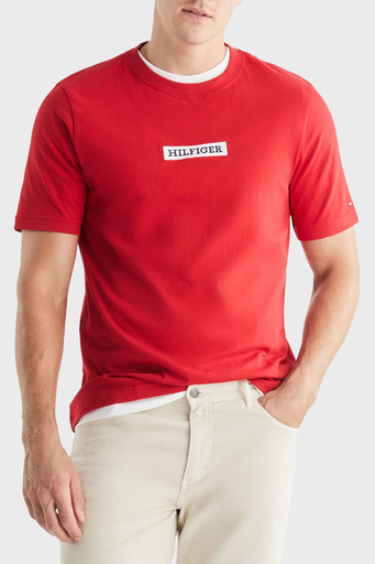 Tommy Hilfiger Logolu Bisiklet Yaka % 100 Pamuk Regular Fit Erkek T Shirt MW0MW34373 XLG KIRMIZI - 1