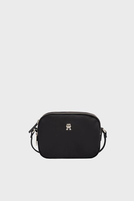 Tommy Hilfiger Logolu Çift Fermuar Bölmeli Bayan Çanta AW0AW15638 BDS SİYAH - 1
