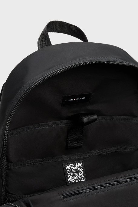 Tommy Hilfiger Logolu Çift Fermuarlı Erkek Sırt Çantası AM0AM13184 BDS SİYAH - 5