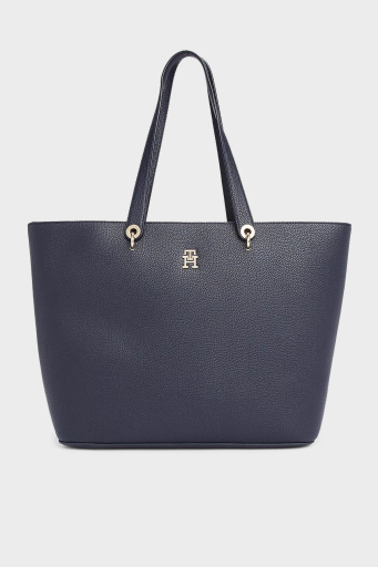 Tommy Hilfiger Logolu Çift Tutma Saplı Büyük Bayan Çanta AW0AW15178 DW6 LACİVERT - 1