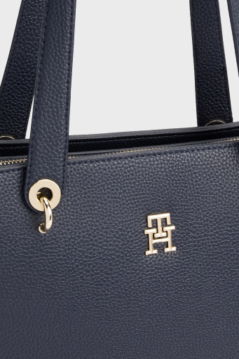Tommy Hilfiger Logolu Çift Tutma Saplı Büyük Bayan Çanta AW0AW15178 DW6 LACİVERT - 5