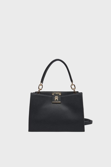 Tommy Hilfiger Logolu Çıkarılabilir Askılı Bayan Çanta AW0AW17190 BDS SİYAH - 1
