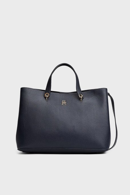 Tommy Hilfiger Logolu Çıkarılabilir Askılı büyük Bayan Çanta AW0AW15177 DW6 LACİVERT - 1
