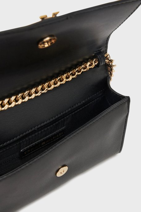 Tommy Hilfiger Logolu Çıkarılabilir Zincir Askılı Bayan Çanta AW0AW17222 BDS SİYAH - 4