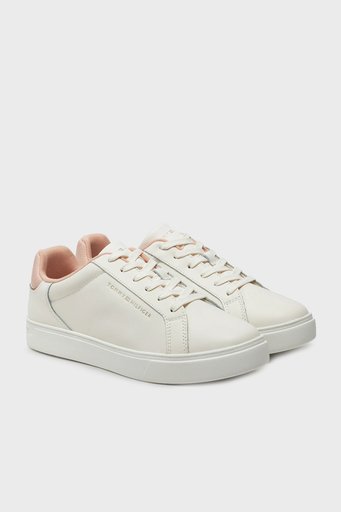 Tommy Hilfiger Logolu Deri Sneaker Bayan Ayakkabı FW0FW08000 TQ6 KREM-PEMBE - 2