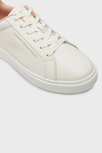 Tommy Hilfiger Logolu Deri Sneaker Bayan Ayakkabı FW0FW08000 TQ6 KREM-PEMBE - 6