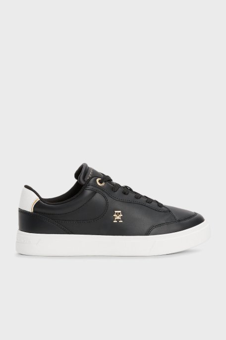 Tommy Hilfiger Logolu Deri Sneaker Bayan Ayakkabı FW0FW08322 BDS SİYAH - 1