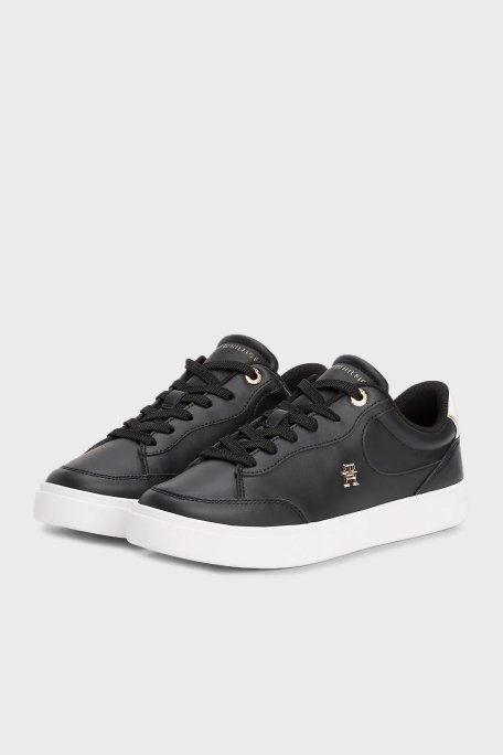 Tommy Hilfiger Logolu Deri Sneaker Bayan Ayakkabı FW0FW08322 BDS SİYAH - 4