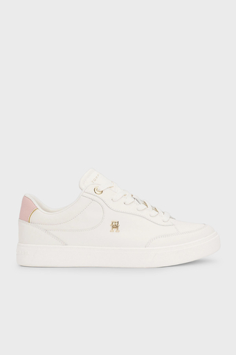 Tommy Hilfiger Logolu Deri Sneaker Bayan Ayakkabı FW0FW08322 YBH BEYAZ - 1