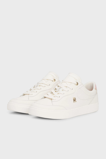 Tommy Hilfiger Logolu Deri Sneaker Bayan Ayakkabı FW0FW08322 YBH BEYAZ - 4