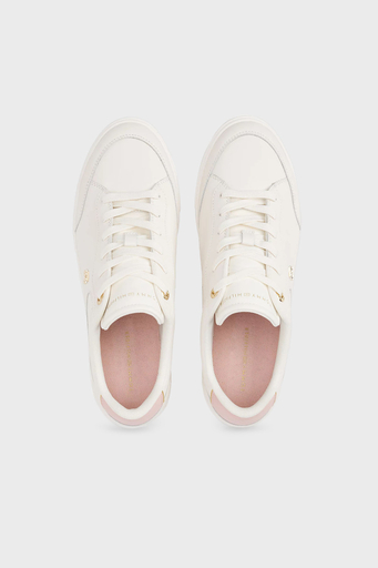 Tommy Hilfiger Logolu Deri Sneaker Bayan Ayakkabı FW0FW08322 YBH BEYAZ - 5