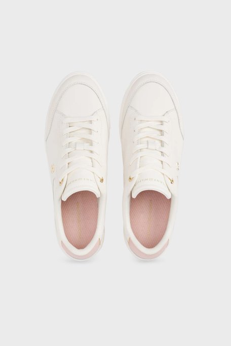 Tommy Hilfiger Logolu Deri Sneaker Bayan Ayakkabı FW0FW08322 YBH BEYAZ - 5