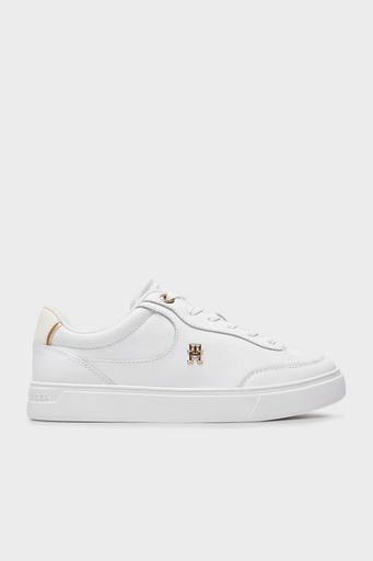 Tommy Hilfiger Logolu Deri Sneaker Bayan Ayakkabı FW0FW08322 YBS BEYAZ - 1