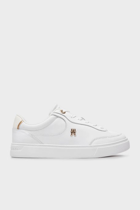 Tommy Hilfiger Logolu Deri Sneaker Bayan Ayakkabı FW0FW08322 YBS BEYAZ - 1