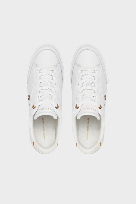 Tommy Hilfiger Logolu Deri Sneaker Bayan Ayakkabı FW0FW08322 YBS BEYAZ - 3