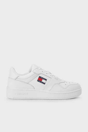 Tommy Hilfiger Logolu Deri Sneaker Erkek Ayakkabı EM0EM00955 YBR BEYAZ