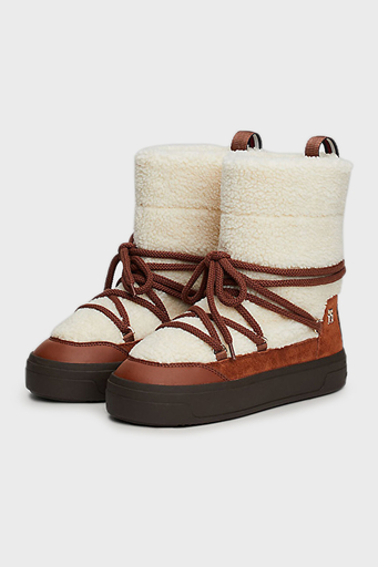 Tommy Hilfiger Logolu Kalın Tabanlı Bağcıklı Bayan Kar Botu FW0FW08252 GPK KREM-KAHVE - 3