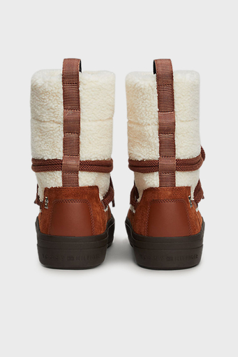 Tommy Hilfiger Logolu Kalın Tabanlı Bağcıklı Bayan Kar Botu FW0FW08252 GPK KREM-KAHVE - 5