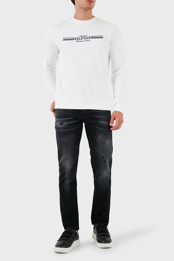 Tommy Hilfiger Logolu Pamuklu Regular Fit Bisiklet Yaka Erkek Sweat MW0MW35530 YBR BEYAZ - 3