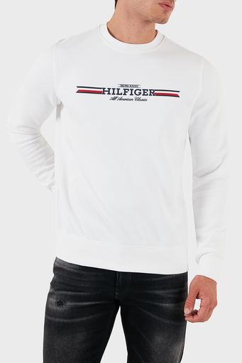 Tommy Hilfiger Logolu Pamuklu Regular Fit Bisiklet Yaka Erkek Sweat MW0MW35530 YBR BEYAZ - 4