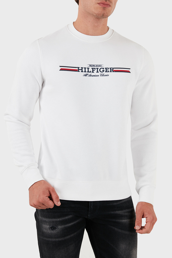 Tommy Hilfiger Logolu Pamuklu Regular Fit Bisiklet Yaka Erkek Sweat MW0MW35530 YBR BEYAZ - 6