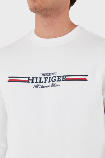 Tommy Hilfiger Logolu Pamuklu Regular Fit Bisiklet Yaka Erkek Sweat MW0MW35530 YBR BEYAZ - 7