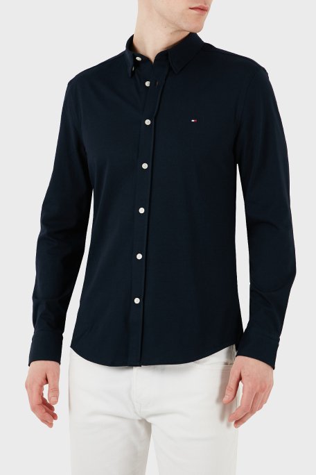 Tommy Hilfiger Logolu Pamuklu Regular Fit Uzun Kollu Erkek Gömlek MW0MW37580 DAF LACİVERT - 5