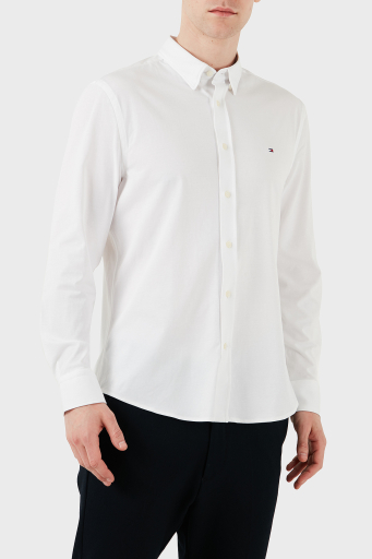 Tommy Hilfiger Logolu Pamuklu Regular Fit Uzun Kollu Erkek Gömlek MW0MW37580 YCF BEYAZ - 10