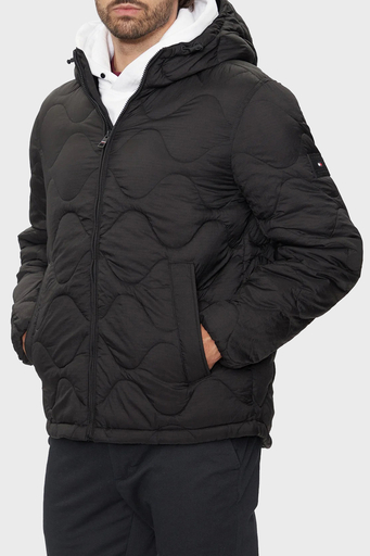 Tommy Hilfiger Logolu Regular Fit Kapitoneli Kapüşonlu Şişme Erkek Mont MW0MW36585 BDS SİYAH - 1