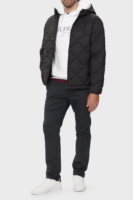 Tommy Hilfiger Logolu Regular Fit Kapitoneli Kapüşonlu Şişme Erkek Mont MW0MW36585 BDS SİYAH - 2