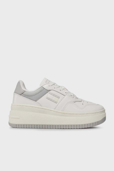 Tommy Hilfiger Logolu Retro Basket Flatform Sneaker Bayan Ayakkabı EN0EN02523 YBL BEYAZ - 1