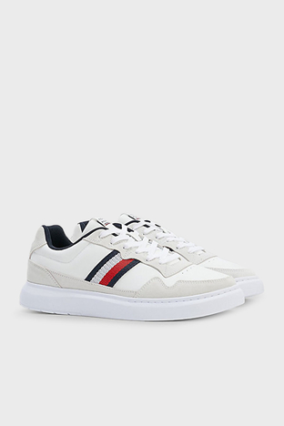Tommy Hilfiger - Tommy Hilfiger Logolu Sneaker Erkek Ayakkabı FM0FM04427 YBS BEYAZ (1)