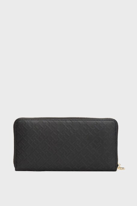 Tommy Hilfiger Monogram Logo Baskılı Fermuarlı Bayan Cüzdan AW0AW17258 BDS SİYAH - 2