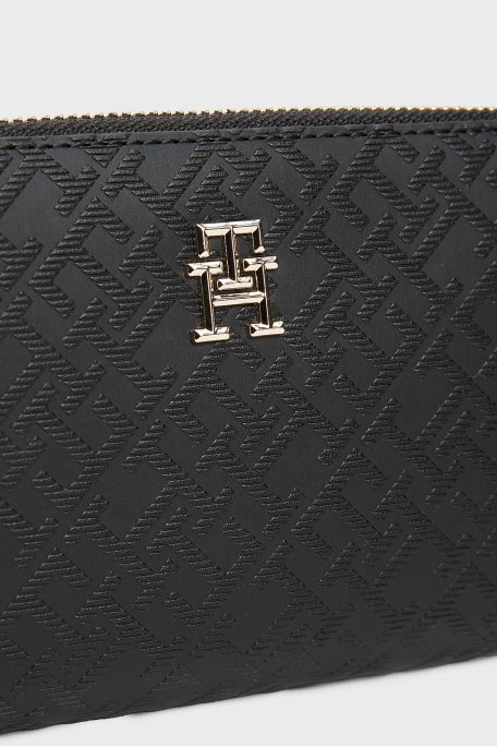 Tommy Hilfiger Monogram Logo Baskılı Fermuarlı Bayan Cüzdan AW0AW17258 BDS SİYAH - 4