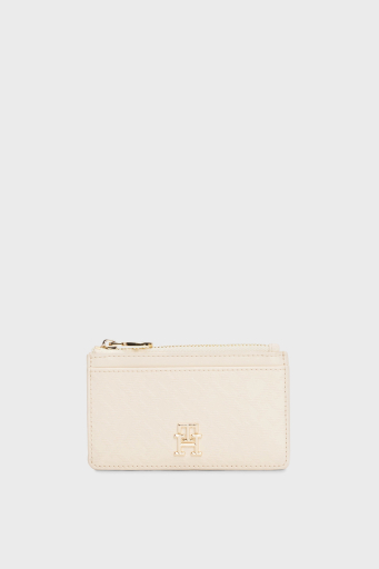 Tommy Hilfiger Monogram Logo Baskılı Fermuarlı Bayan Kartlık AW0AW17401 AA8 BEJ - 1