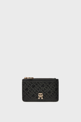 Tommy Hilfiger Monogram Logo Baskılı Fermuarlı Bayan Kartlık AW0AW17401 BDS SİYAH - 1